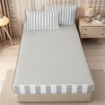 thumbnail image 4 of Meiyoeat Retro Pinstripe Zipper Full Size Comforter Sets with Fitted Sheet and 2 Pillowcases, Modern Straight Line Zipper Bedding Set, Gray White,Grey Reversible,4pcs, 4 of 6