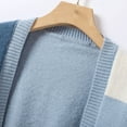 thumbnail image 6 of Arlun Women's Open Front Cropped Cardigan Sweaters Colorful Long Sleeve Knit Tops Soft Comfortable Trendy Color Block Lantern Sleeves Short Cardigans Outwear Blue M, 6 of 7