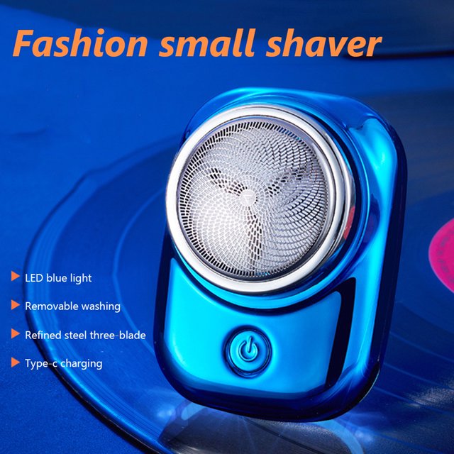 Afeitadora Eléctrica Cortapelos portátil para barba, tamaño de bolsillo para hombres, viajes, negocios, oficina (azul)