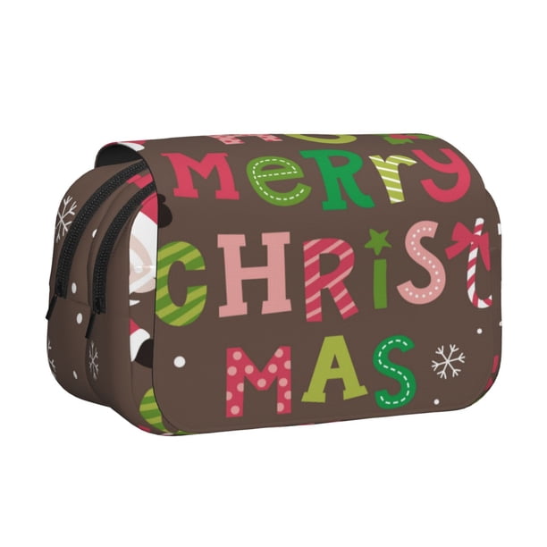 Easygdp Ho Ho Ho Merry Christmas para Estuche de Lápices con Tapa Flip, Suministros de Oficina y Universidad para Adolescentes y Adultos