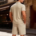 thumbnail image 6 of Xcmzpl Men 2 Piece Golf Set, Quarter Zip Collared Shirt & Shorts with Pockets, 6 of 7