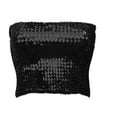 thumbnail image 3 of Women Sparkling Sequins Sleeveless Tube Top Stretch Bandeau Strapless Metallic Crop Top Camisole Party Clubwear, 3 of 8