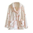 thumbnail image 2 of Taylonsss Women's Casual Floral Pajama Tops Flannel Button Turn-down Sleepwear Fuzzy Fleece Jacket Soft Warm Winter Coat with Pockets, 2 of 3