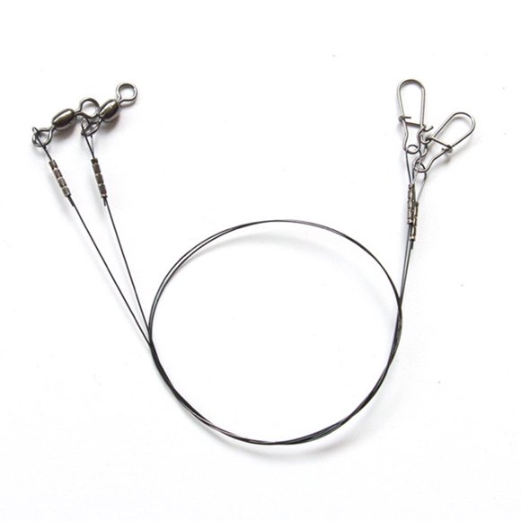 2x Steel Fishing Titanium Wire Leader Line With Swivel Duo-Lock Snap For Predatory 30/35cm Fish Titanium Thread Anti-bite Thread 30cm 14kg