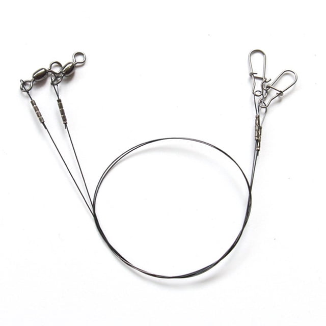 2x Steel Fishing Titanium Wire Leader Line With Swivel Duo-Lock Snap For Predatory 30/35cm Fish Titanium Thread Anti-bite Thread 30cm 14kg