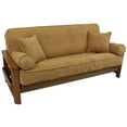 thumbnail image 2 of Solid Microsuede Double Corded 8 to 9-inch Full Futon Cover Set with Four Throw Pillows (Set of 5) - Camel, 2 of 2
