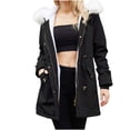 thumbnail image 2 of Patlollav Womens Punching Jacket Thickened Padded Waterproof Hooded Hair Collar Removable Jackets, 2 of 7