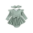 thumbnail image 1 of FOCUSNORM Tenue de Printemps pour Bébé Fille Nouveau-Né Robe à Manches Longues Col Rond avec Nœud et Bandeau Vêtements d'Automne pour Nourrisson, 1 of 9