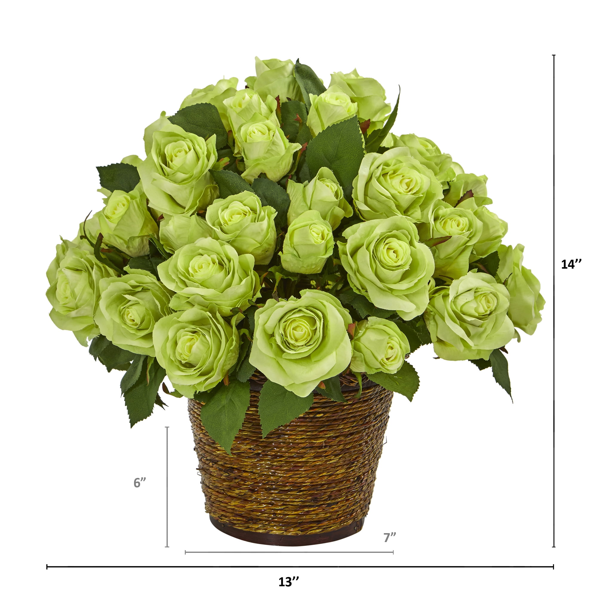 Nearly Natural Rose Artificial Arrangement in Basket