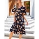 thumbnail image 2 of Vestido de manga corta con estampado de volantes y cuello en V informal con botones de verano para mujer a la moda Fridja  qw6417, 2 of 8