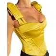 thumbnail image 3 of Biekopu Women's Satin Bustier Tops, Bow Tie Strap Sleeveless Boned Corset Tops, 3 of 5
