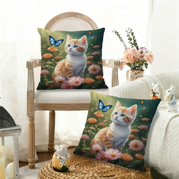 Funda de almohada con estampado de animales adorables de 45 x 45 cm | Cojín decorativo de nailon suave y elastano para sofá cama y sala de estar | Uso interior y exterior | Decoración navideña de