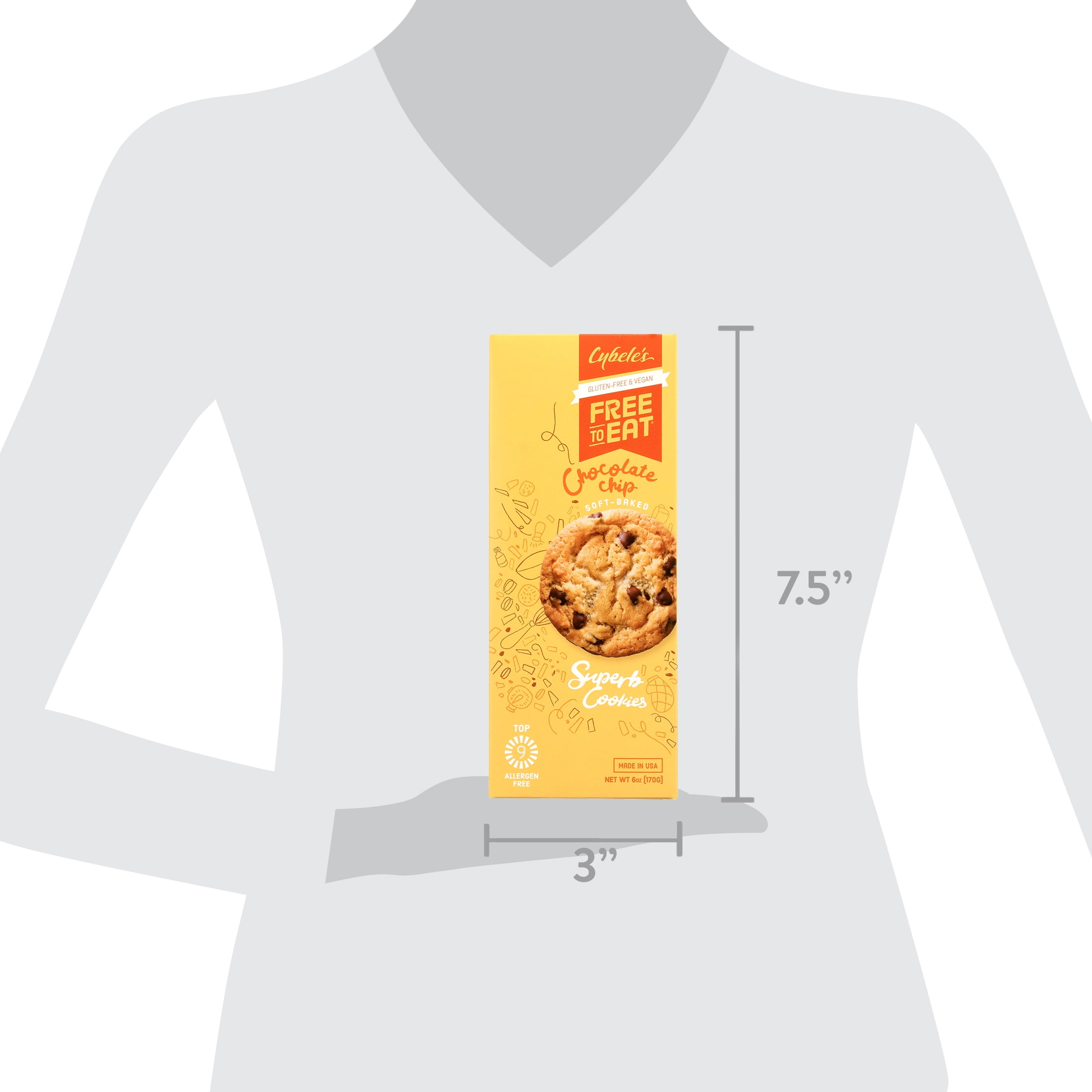 Free To Eat Chocolate Chip Cookies - Free From Top 9 Allergens, Non-GMO and Gluten-Free, Vegan, School Safe (6 oz, 12 Cookies per Box)