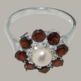 thumbnail image 5 of LBG British Made 10k White Gold Cultured Pearl & Garnet Womens Statement Ring - 33 size options - Size 11.5, 5 of 6