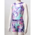 thumbnail image 3 of MSemis Kids Printed Swimsuit Outfits Gymnastics Leotard with Shorts Colorful Shadow (Girls 10), 3 of 6