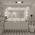 thumbnail image 2 of GODCHAR LED Bathroom Mirror Rectangular Anti-Fog Modern Style Mirror in Tempered Glass Black Frame 55x30 inch, 2 of 10