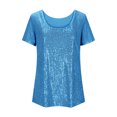 thumbnail image 6 of Juslio Girls Sequin Shirts Casual Short Sleeved Tops, Comfortable Breathable Crew Neck T Shirts Sizes 2-18, 6 of 8
