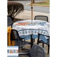 thumbnail image 5 of Outdoor Tablecloth with Umbrella Hole for Patio/Picnic/Party/Camping, Blue Coastal Waterproof Table Cloth Square Cover Washable, Orange Starfish Coral Beach Nautical Botanical (54"x 54"), 5 of 8
