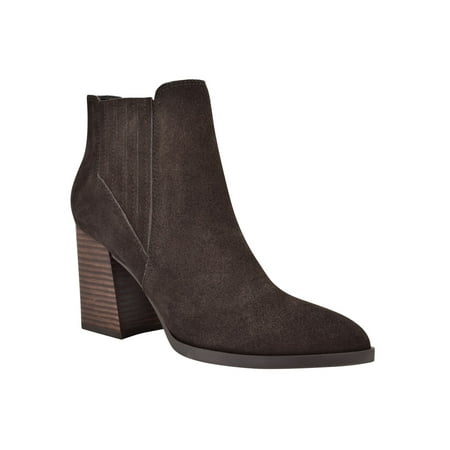 MARC FISHER Womens Green Croc Embossed Padded Lezari Pointed Toe Block Heel Zip-Up Western Boot M