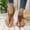 Brown, variant on Latrodar Thong Sandals for Women Beach Sandals Women Stretchy Soft Comfort Jeweled Sandals Pull-On Summer Shoes Mid Heel (2"-3") Wide Solid Sandals for Ladies Gifts Graduation Gifts