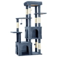 thumbnail image 3 of Heavy Duty 61" Multi-Level Cat Tree Tower for Large Indoor Cats & Maine Coons,  2 Spacious Condos, Durable Natural Sisal Scratching Posts, Stable Playground with Interactive Toys - Light Blue, 3 of 9