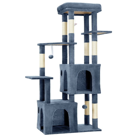 Huisuilinss 61" Cat Tree,Large Cat Tree Tower,Cat Tower For Indoor Cats,Multi-Level Cat Condo With Extra-Large Perch,2 Spacious Houses,Sisal Scratching Posts & Hanging Toys For Big Cats