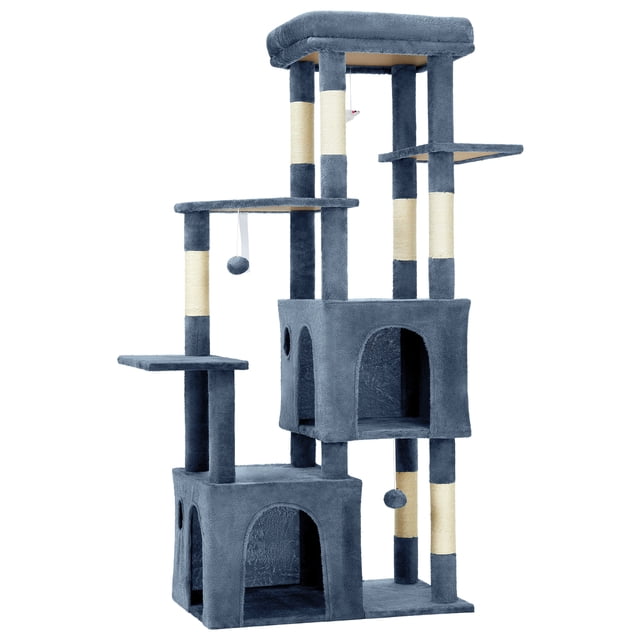 Heavy-Duty Cat Tree Tower for Large Indoor Cats & Maine Coons – 61" Multi-Level Playground with Extra-Large Perch, 2 Spacious Condos, Robust Sisal Scratching Posts