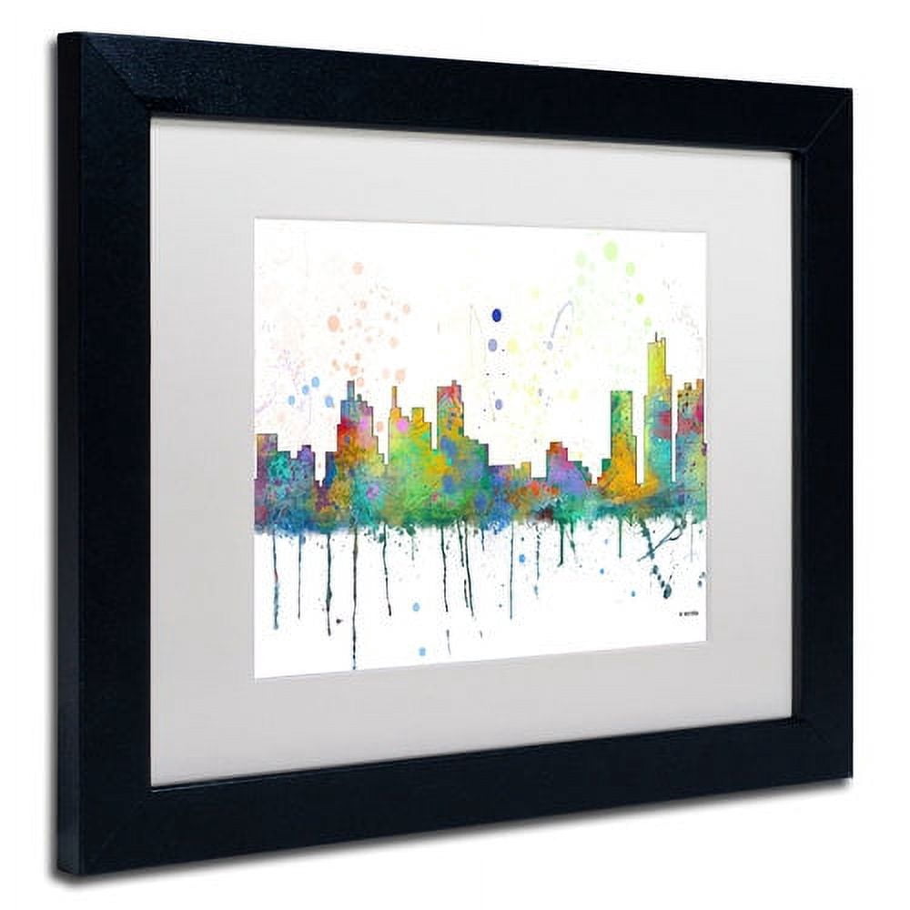 Trademark Fine Art "Detroit Michigan Skyline Mclr-1" Canvas Art by Marlene Watson, White Matte, Black Frame