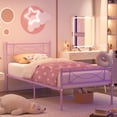 thumbnail image 7 of Mintazer Kids Twin Metal Platform Bed Frame with Cute Bowknot Headboard & Footboard for Boys Girls Teens, Purple, 7 of 7
