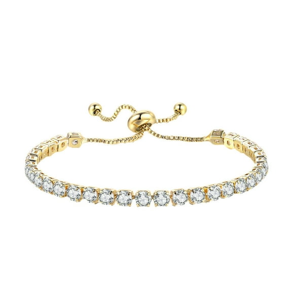 Riforla Tennis Bracelets for Women Classic Adjustable Slider Bracelet Silver Fashion Jewelry Wedding Womens Jewelry Gold