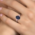 thumbnail image 4 of Gem Stone King 3.50 Ct Oval Blue Sapphire Pink Lab Grown Diamond 925 Sterling Silver Ring, 4 of 6