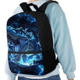 thumbnail image 4 of Binienty Blue Lightning Dinosaur 17 Inch School Backpack With Front Zipper Pocket Side Mesh Pouches Durable Bookbag For Teens Daily Class Travel Supplies Storage Bag, 4 of 6