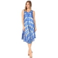 thumbnail image 5 of Sakkas Nora Sleeveless Embroidered Short Tie Dye Caftan Dress / Cover Up - SkyBlue - One Size, 5 of 5