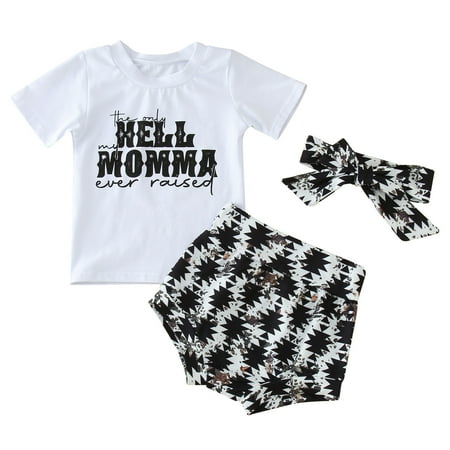

ZHAGHMIN Kids Clothes Girls Size 14-16 Baby Girls Outfits Summer Letter Printing Short Sleeve T Shirt Tops Shorts Headband 3Pcs Clothes Set Swaddling Baby Blanket Cute For Teen Girls New Born Girl B