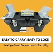 ToolUSA Robust Plastic Tool Box 18.5 x 10 x 9 Secure Metal Riveted Latches Multi-Compartment Storage Portable Organizer for Crafts, Work, Fishing