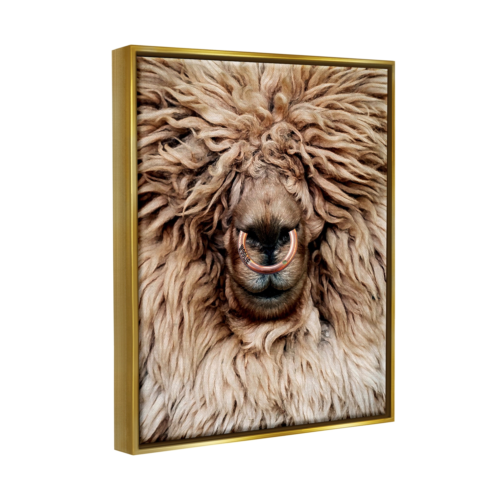 Stupell Industries Long Haired Sheep Portrait Animals & Insects Painting Gold Floater Framed Art Print Wall Art, 17 x 21
