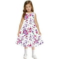 thumbnail image 7 of Spazoro Little & Big Girls A-Line Dress, Crew Neck Floral Print Sleeveless 2025 New Style Summer Dresses for Child Girls Multicolor Size 7 T, 7 of 7