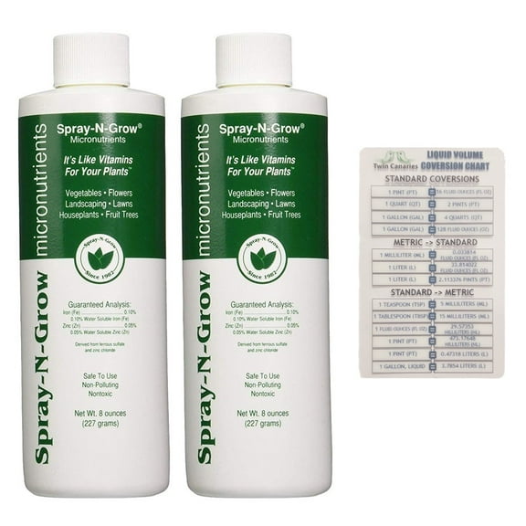 Spray-N-Grow Micronutrients, 8 oz Bottle (2 Pack)   Twin Canaries Chart