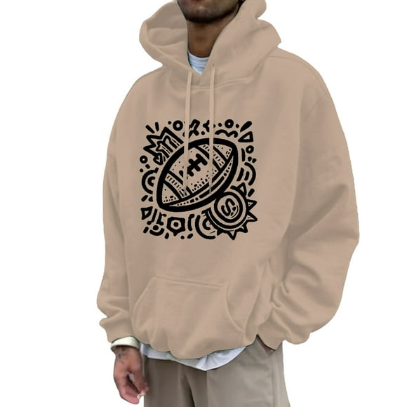 LUOGENLI Mens Hoodies Black Camo Men's Pullover Hoodie with Letter Print Casual Loose Fit Sweatshirt for Fall Winter Comfortable Streetwear Zipper Hoodies for Men Graphic Anime Khaki Size XL