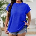 thumbnail image 2 of Youyipin Womens Tops Casual Oversized Short Sleeve Solid Color Loose Texture Knit Tunic Tops Blouses Plus Size Tops for Women, 2 of 8