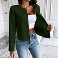 thumbnail image 2 of PRINxy Women's Collarless Open Front Cropped Slim Fit Blazer Jacket With Long Sleeves Minimalist Outerwear For Casual Dinner Outings Army Green S, 2 of 9
