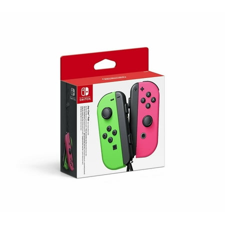 New Official Nintendo Switch Neon Green Pink Joy-Con with Wrist Strap