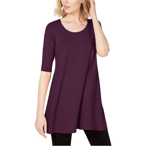 Eileen Fisher Blusa tipo túnica con manga al codo para mujer, rosa, grande Eileen Fisher Sayo