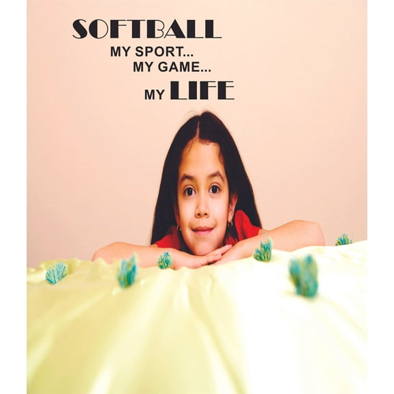 Softball My Sport My Game My Life - Softball Sports Athelete Motivation Inspiration Quotes Custom Wall Decal Decor for Bedroom Home Room Walls Vinyl Art Design Sticker Decoration Size (17x30 inch)
