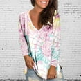 thumbnail image 2 of ZMHEGW Womens T Shirts Loose V Neck Colorful Tie Dye Printed Long Sleeve Printed T-Shirts For Women Trendy Top, 2 of 4