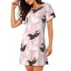 thumbnail image 2 of Easygdp Swan And Flowers2 Camisón de manga corta para mujer, informal, estampado, 2 of 6