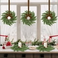 thumbnail image 5 of 6 Pcs 9'' Mini Christmas Hanging Wreaths with Khaki Velvet Ribbon Artificial Pine Cones Small Candle Ring Wreaths Pillar Wreath for Kitchen Cabinet Farmhouse Front Door Window Wall Xmas Holiday Decor, 5 of 7