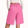 thumbnail image 2 of Womens Summer Shorts with Pockets Elastic Waisted Drawstring Sweatshorts Loose Casual Lounge Long Shorts (S, Pink), 2 of 6