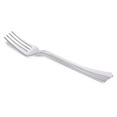 thumbnail image 3 of Smarty 6.75" Shiny Metallic Groove Silver Plastic Forks 600ct, 3 of 6