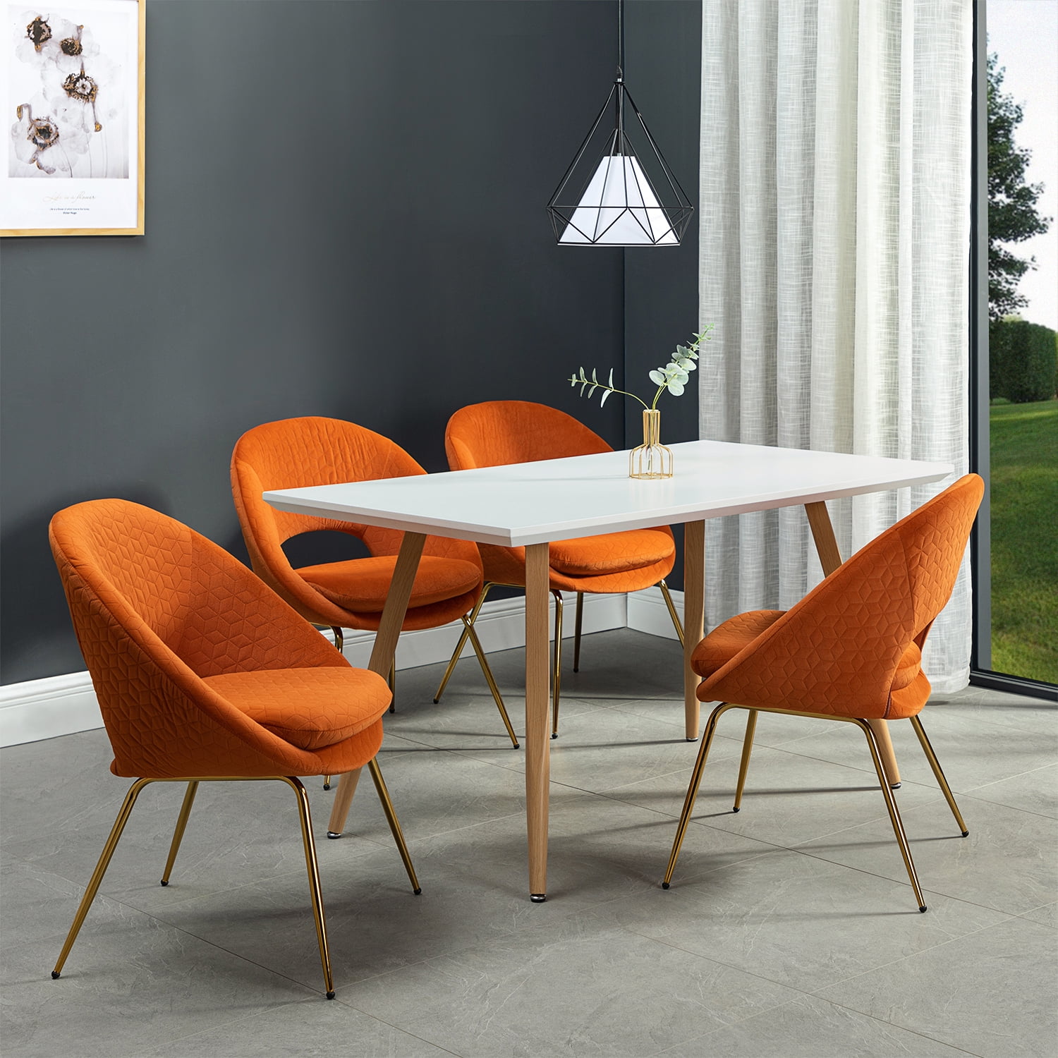 orange dining room chairs set of 4